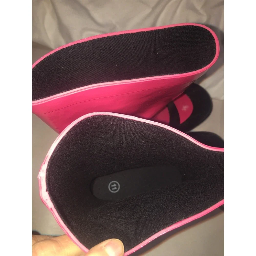 Girls Hot Pink Mary Jane Rubber Rain Boots Corkys size 11